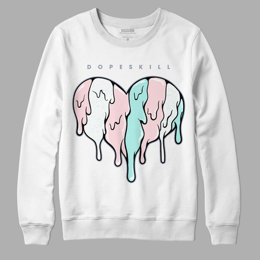 Jordan 5 Easter DopeSkill Sweatshirt Slime Drip Heart Graphic - White