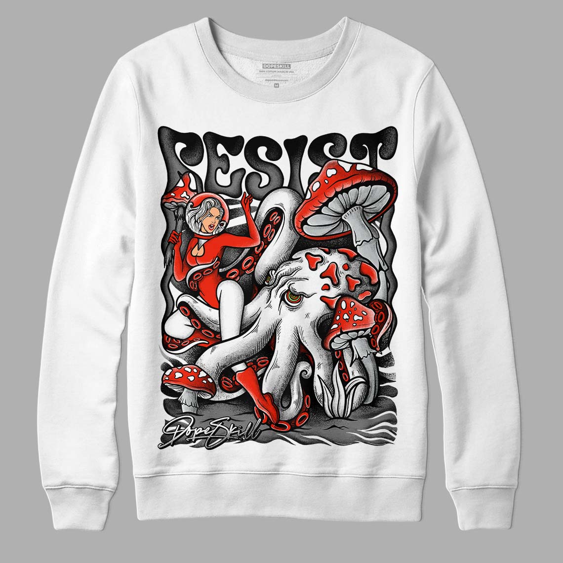 Black Canvas 4s DopeSkill Sweatshirt Resist Graphic - White 