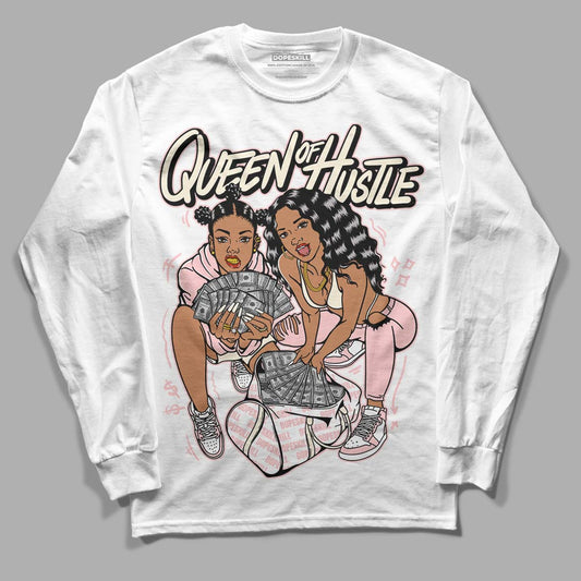 Jordan 1 High OG WMNS Washed Pink DopeSkill Long Sleeve T-Shirt Queen Of Hustle Graphic Streetwear - White