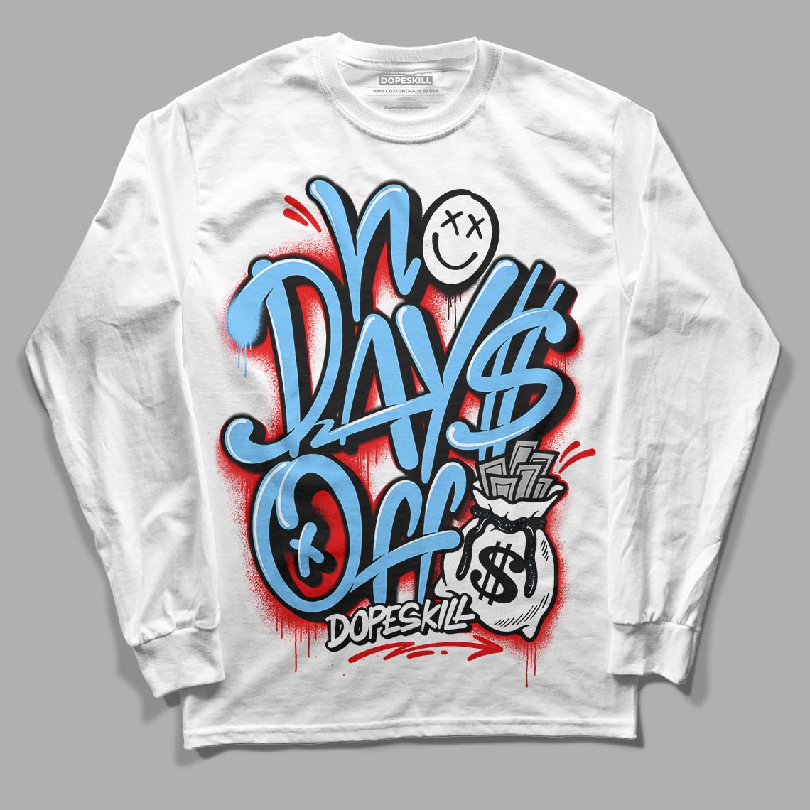 Travis Scott x Jordan 4 Retro 'Cactus Jack' DopeSkill Long Sleeve T-Shirt No Days Off Graphic Streetwear - White 