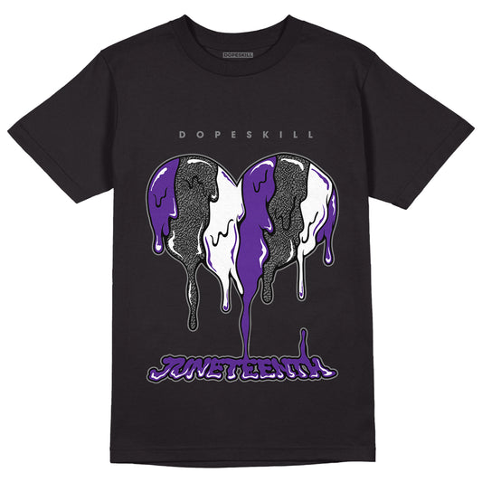 Jordan 3 Dark Iris DopeSkill T-Shirt Juneteenth Heart Graphic - Black 