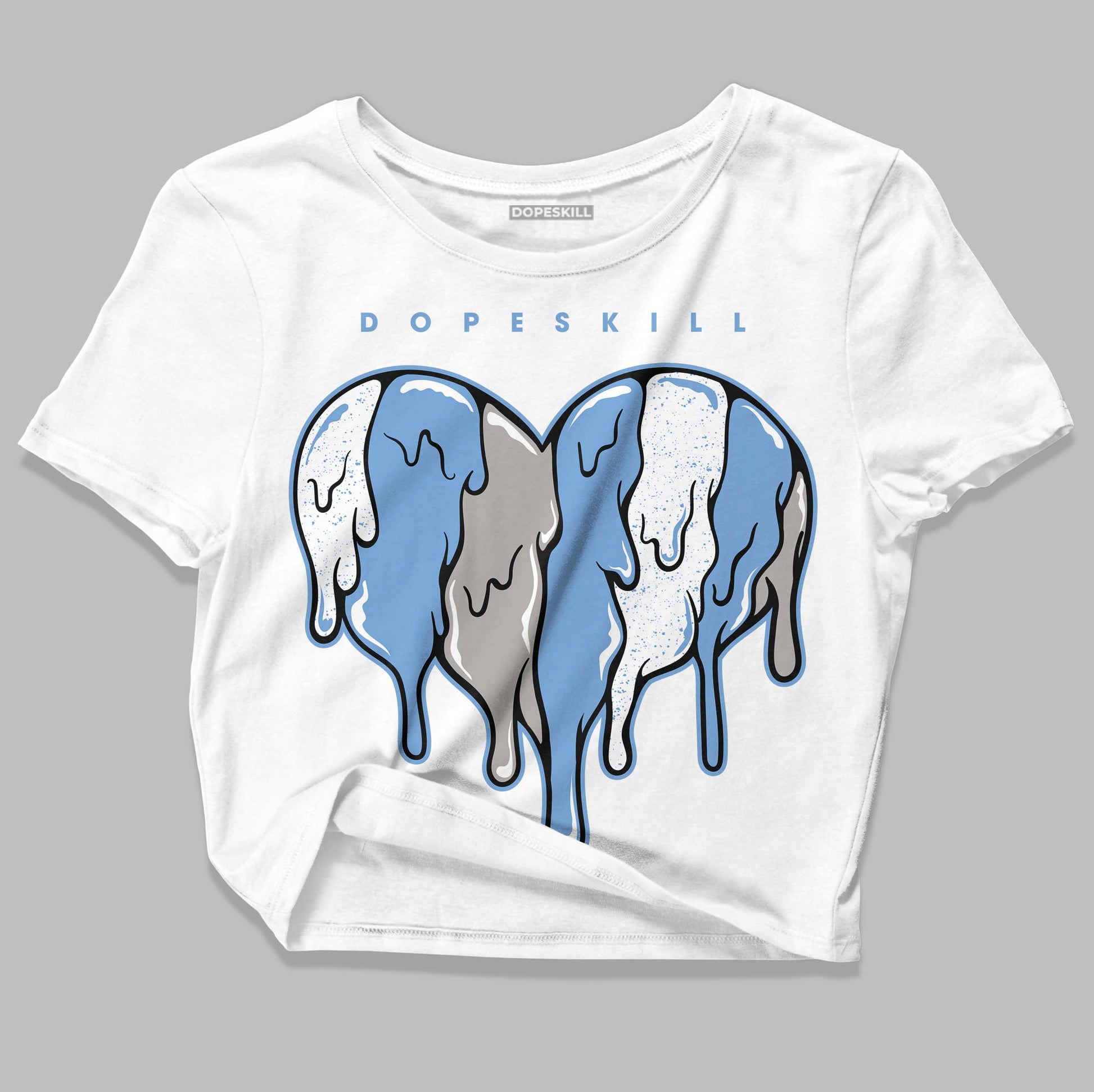 Jordan 5 Retro University Blue DopeSkill Women's Crop Top Slime Drip Heart Graphic Streetwear - White 