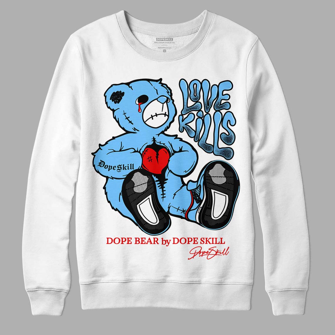 Travis Scott x Jordan 4 Retro 'Cactus Jack' DopeSkill Sweatshirt Love Kills Graphic Streetwear  - White 