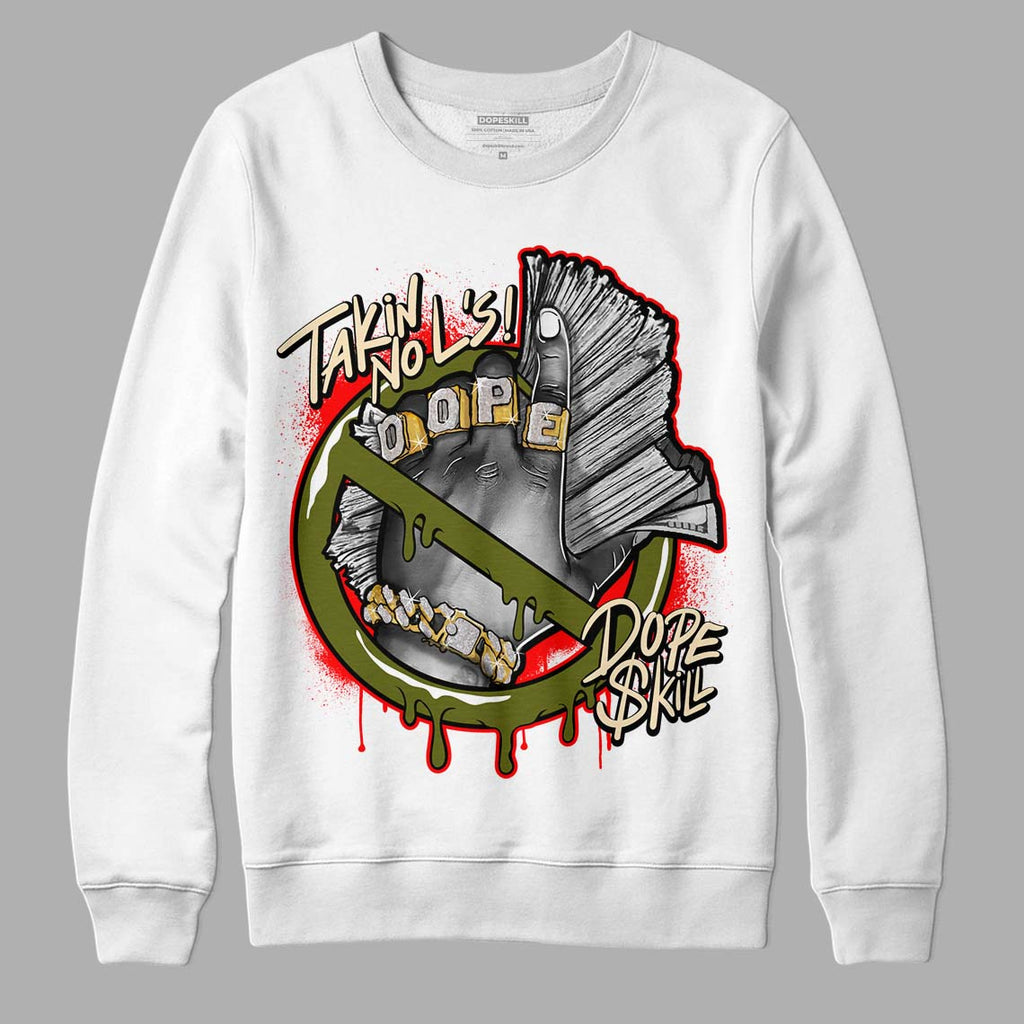 Travis Scott x Jordan 1 Low OG “Olive” DopeSkill Sweatshirt Takin No L's Graphic Streetwear - White