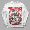 Fire Red 3s DopeSkill Long Sleeve T-Shirt Trippin Graphic - White 