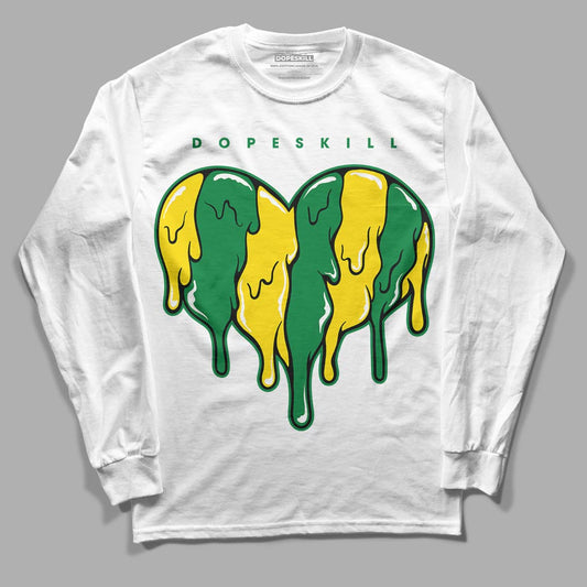 Dunk Low Reverse Brazil DopeSkill Long Sleeve T-Shirt Slime Drip Heart Graphic - White