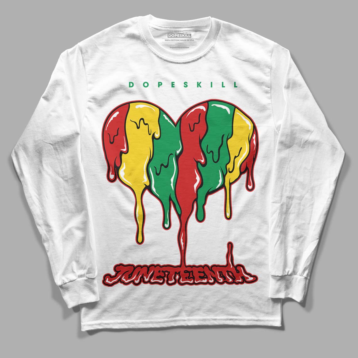 Black History Collection DopeSkill Long Sleeve T-Shirt Juneteenth Heart Graphic - White