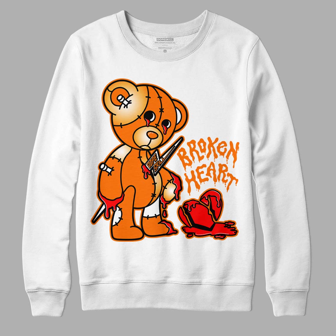 Wmns Dunk Low 'Magma Orange DopeSkill Sweatshirt Broken Heart Graphic Streetwear - White