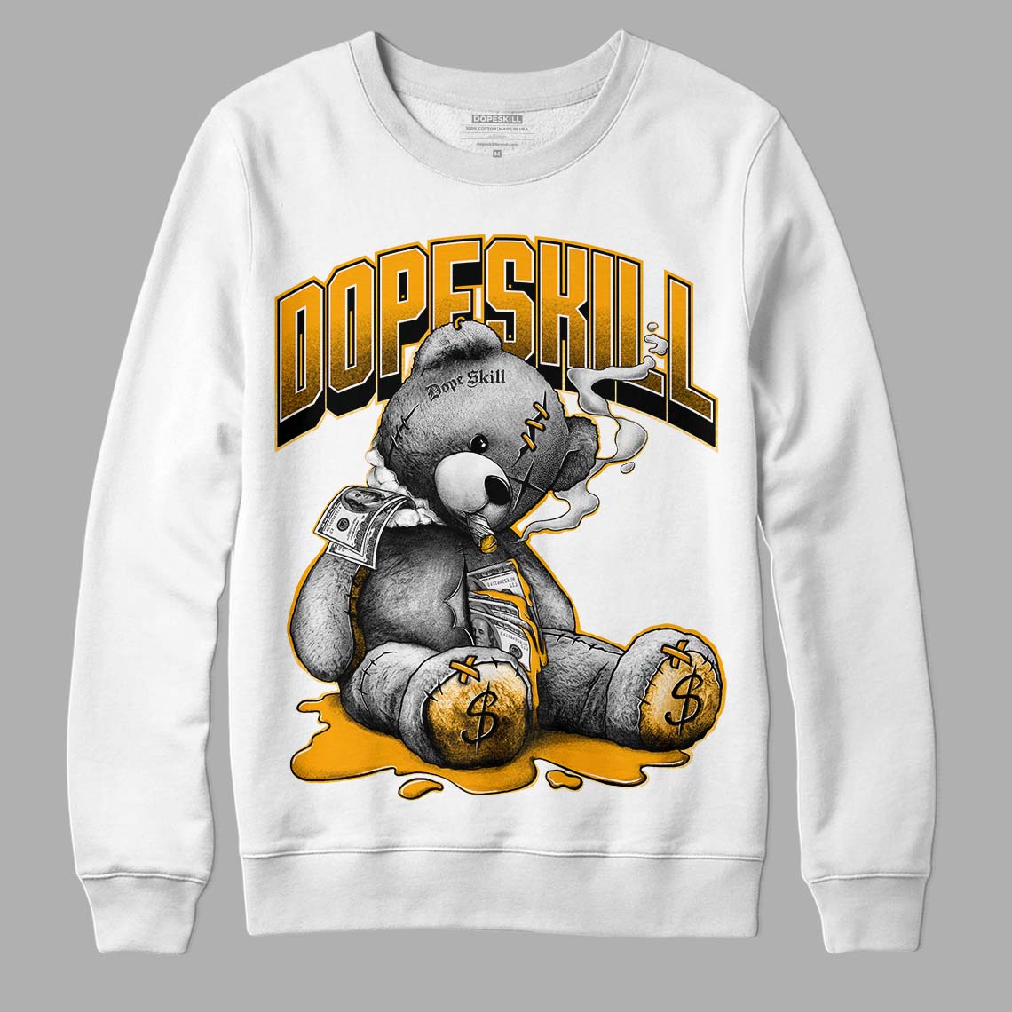 Black Taxi 12s DopeSkill Sweatshirt Sick Bear Graphic - White 