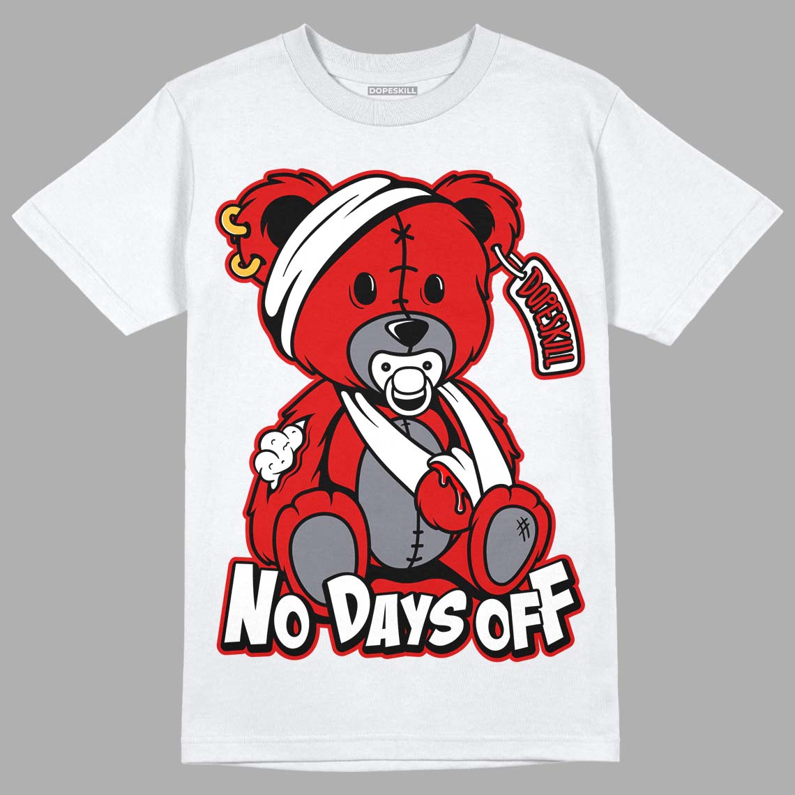 Gym Red 9s DopeSkill T-Shirt Hurt Bear Graphic - White 