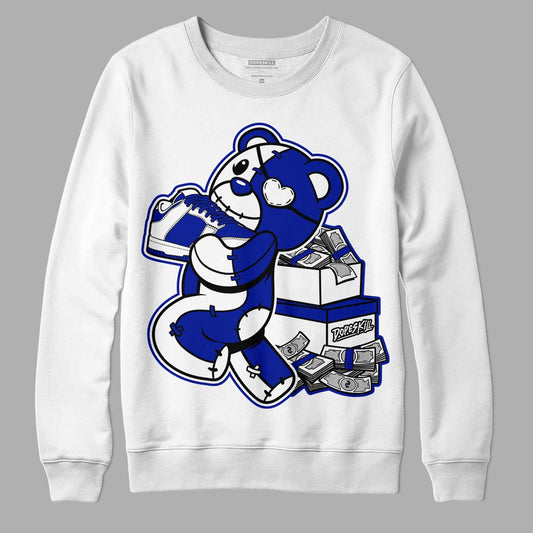 Racer Blue White Dunk Low DopeSkill Sweatshirt Bear Steals Sneaker Graphic - White 