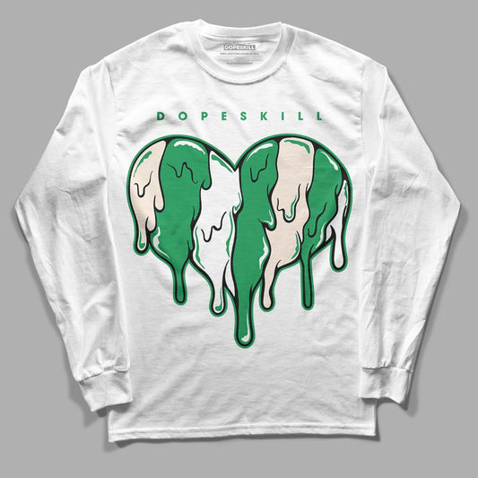 Jordan 2 Retro Lucky Green DopeSkill Long Sleeve T-Shirt Slime Drip Heart Graphic Streetwear  - White 