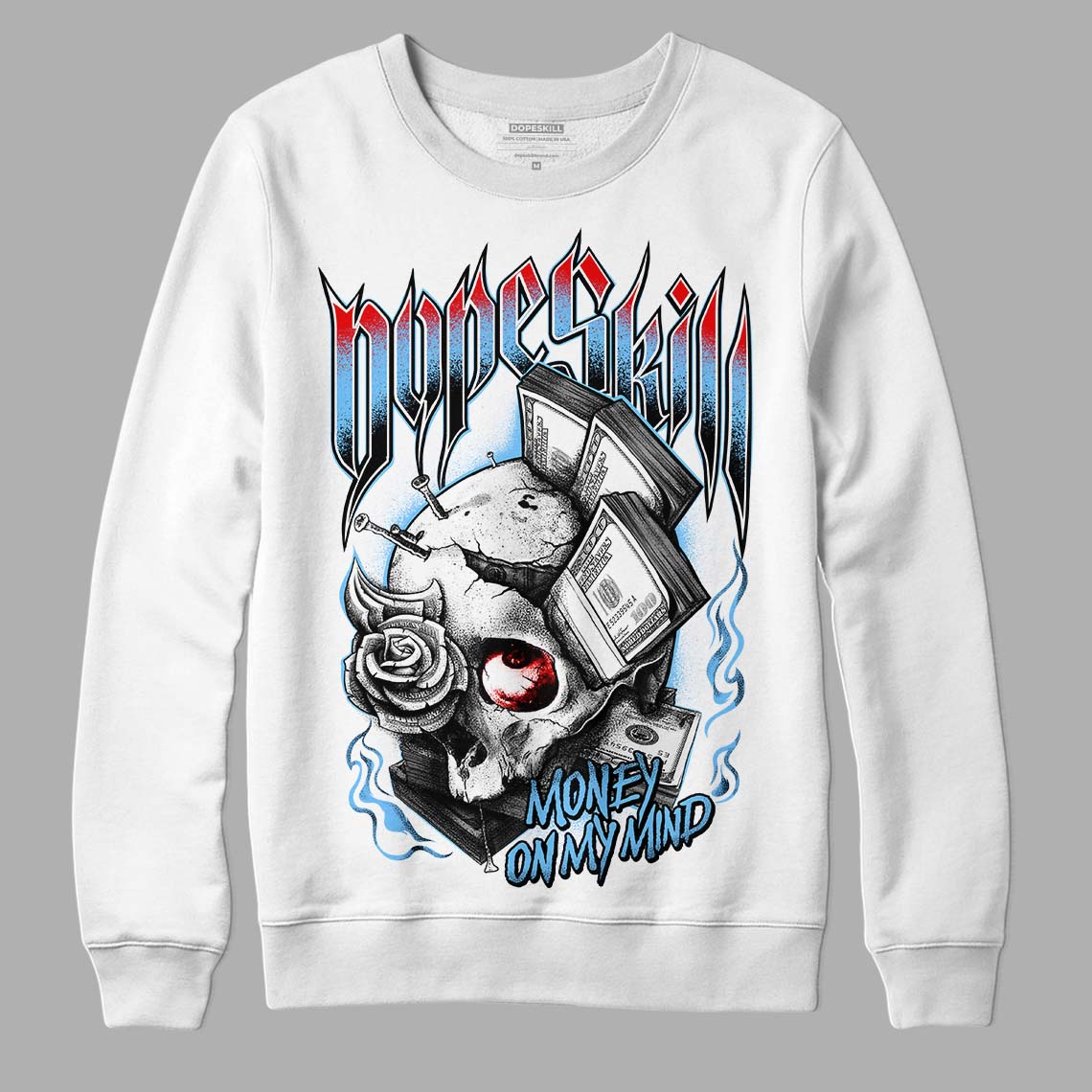 Travis Scott x Jordan 4 Retro 'Cactus Jack' DopeSkill Sweatshirt Money On My Mind Graphic Streetwear  - White 