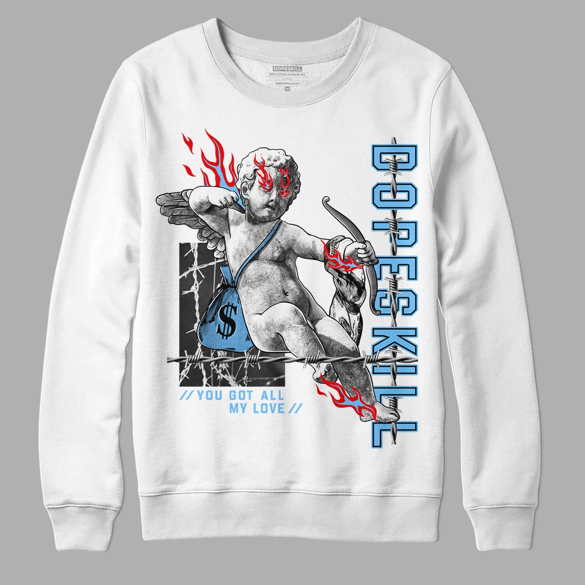 Travis Scott x Jordan 4 Retro 'Cactus Jack' DopeSkill Sweatshirt You Got All My Love Graphic Streetwear  - White 