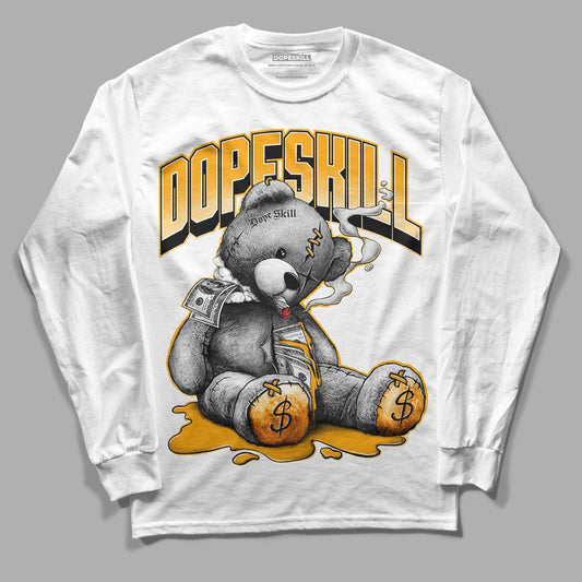 Taxi Yellow Toe 1s DopeSkill Long Sleeve T-Shirt Sick Bear Graphic - White 