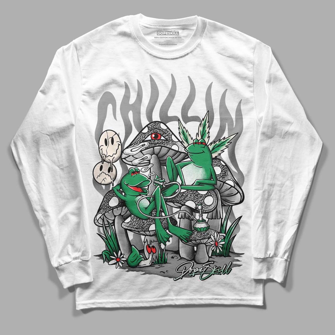 Jordan 3 WMNS “Lucky Green” DopeSkill Long Sleeve T-Shirt Chillin Graphic Streetwear - White