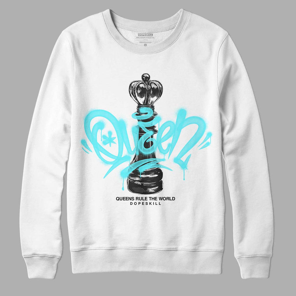 Jordan 5 Aqua DopeSkill Sweatshirt Queen Chess Graphic Streetwear - White