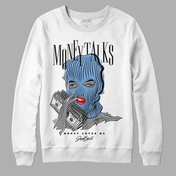 Jordan 5 Retro University Blue DopeSkill Sweatshirt Money Talks Graphic Streetwear - White 