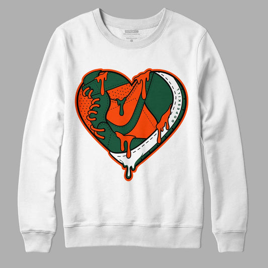 Dunk Low Team Dark Green Orange DopeSkill Sweatshirt Heart Jordan Graphic - White
