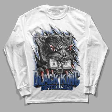 French Blue 13s DopeSkill Long Sleeve T-Shirt Black King Graphic - White