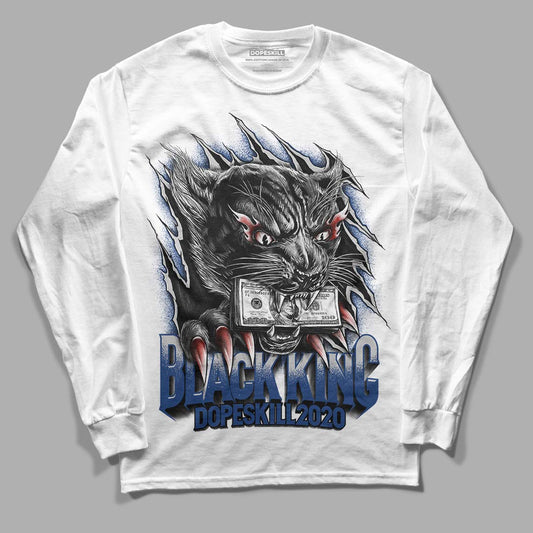 French Blue 13s DopeSkill Long Sleeve T-Shirt Black King Graphic - White