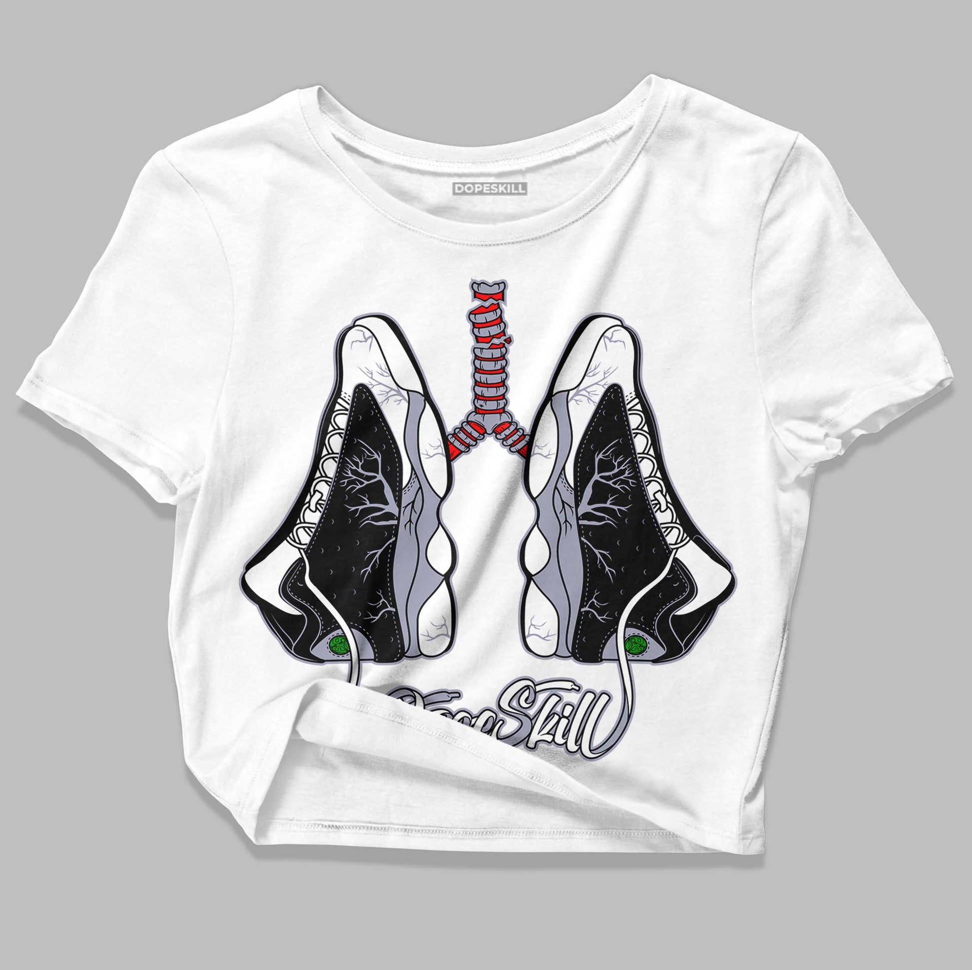 Jordan 13 Retro 'Black Flint' DopeSkill Women's Crop Top Breathe Graphic Streetwear - White