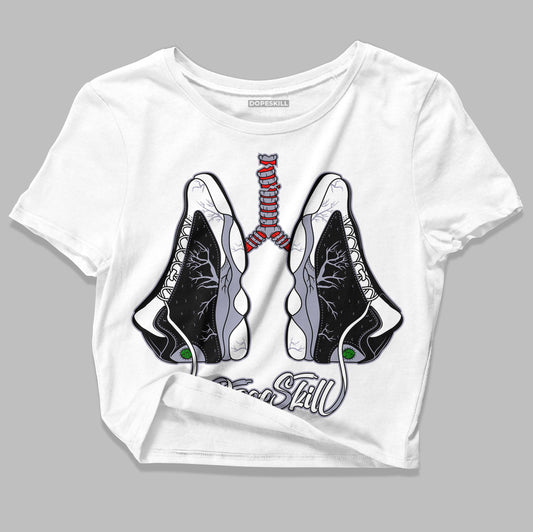 Jordan 13 Retro 'Black Flint' DopeSkill Women's Crop Top Breathe Graphic Streetwear - White