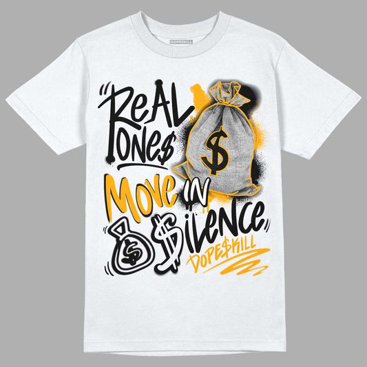 Black Taxi 12s DopeSkill T-Shirt Real Ones Move In Silence Graphic - White 