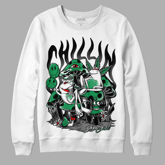 Jordan 1 Low Lucky Green DopeSkill Sweatshirt Chillin Graphic Streetwear - White