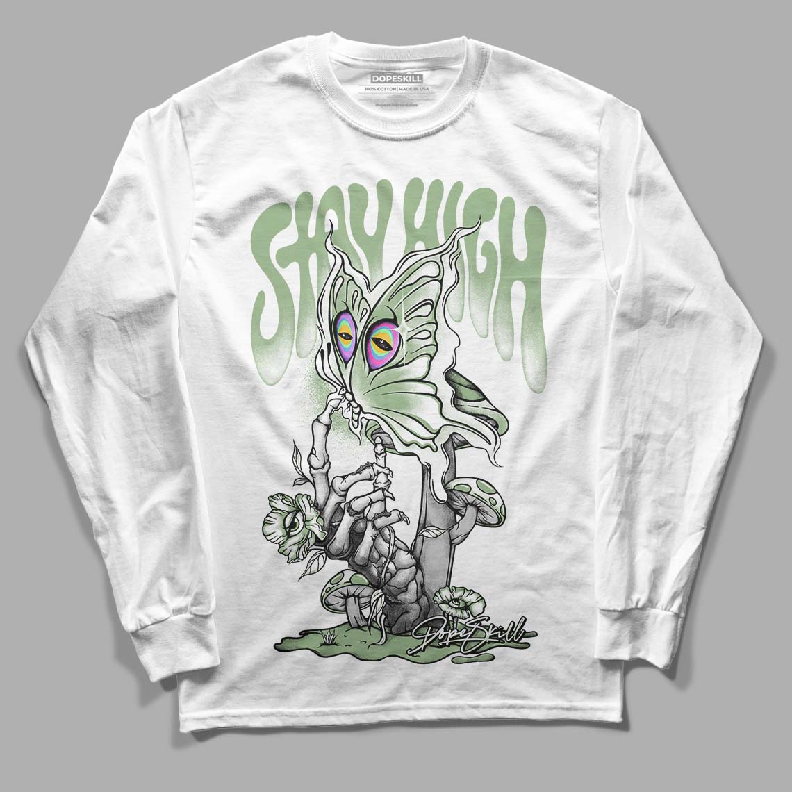 Jordan 4 Retro “Seafoam” DopeSkill Long Sleeve T-Shirt Stay High Graphic Streetwear  - White 