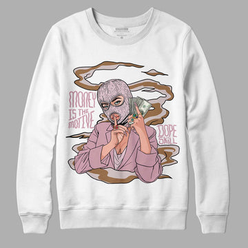 Dunk Low Teddy Bear Pink DopeSkill Sweatshirt Money Is The Motive Graphic - White 