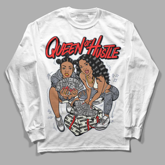 Jordan 3 Retro White Cement Reimagined DopeSkill Long Sleeve T-Shirt Queen Of Hustle Graphic Streetwear - White