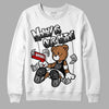 Jordan 1 High 85 Black White DopeSkill Sweatshirt Money Is Our Motive Bear  Graphic Streetwear - White 