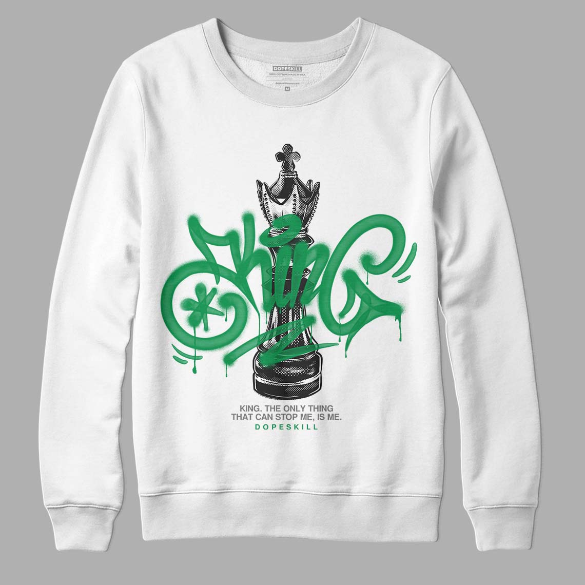 Jordan 2 Retro Lucky Green DopeSkill Sweatshirt King Chess Graphic Streetwear - White