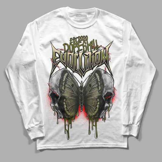 Travis Scott x Jordan 1 Low OG “Olive” DopeSkill Long Sleeve T-Shirt DopeSkill Evolution Graphic Streetwear - WHite