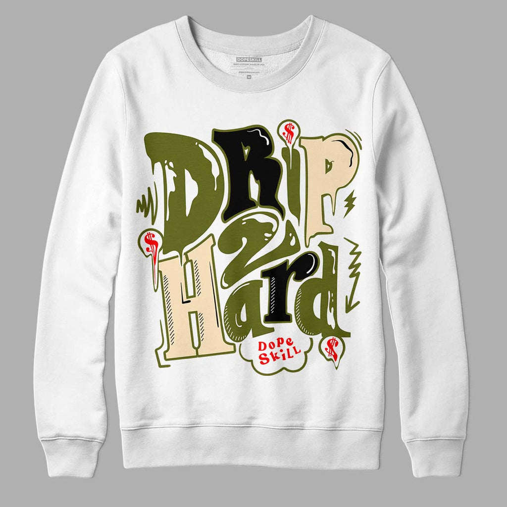 Travis Scott x Jordan 1 Low OG “Olive” DopeSkill Sweatshirt Drip Too Hard Graphic Streetwear - White