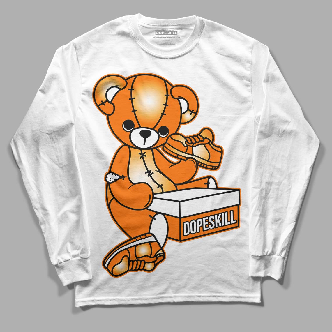 Wmns Dunk Low 'Magma Orange DopeSkill Long Sleeve T-Shirt Sneakerhead BEAR Graphic Streetwear - White