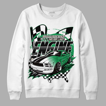 Jordan 2 Retro Lucky Green DopeSkill Sweatshirt ENGINE Tshirt Graphic Streetwear  - White 