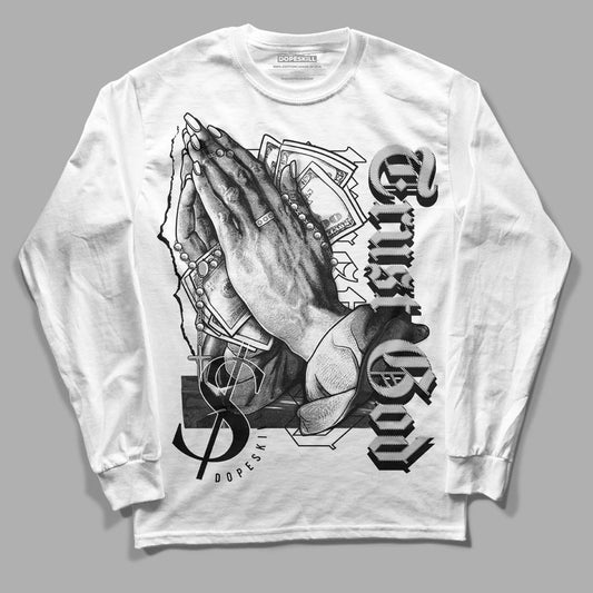 Panda White Black Dunk Low DopeSkill Long Sleeve T-Shirt Trust God Graphic - White 