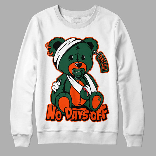 Dunk Low Team Dark Green Orange DopeSkill Sweatshirt Hurt Bear Graphic - White