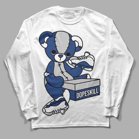 French Blue 13s DopeSkill Long Sleeve T-Shirt Sneakerhead BEAR Graphic - White 