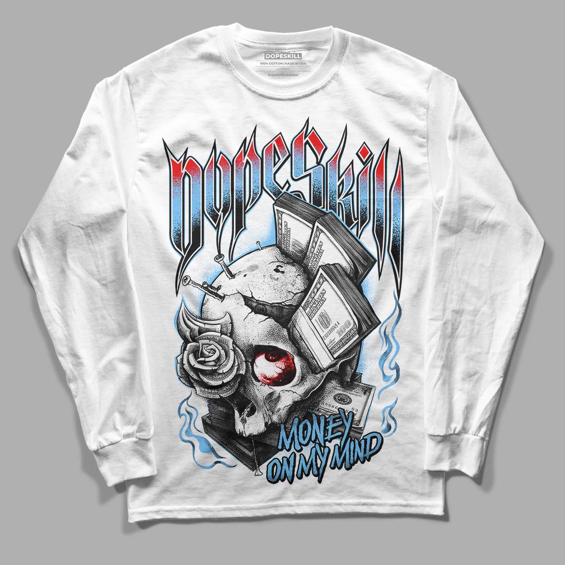 Travis Scott x Jordan 4 Retro 'Cactus Jack' DopeSkill Long Sleeve T-Shirt Money On My Mind Graphic Streetwear - White