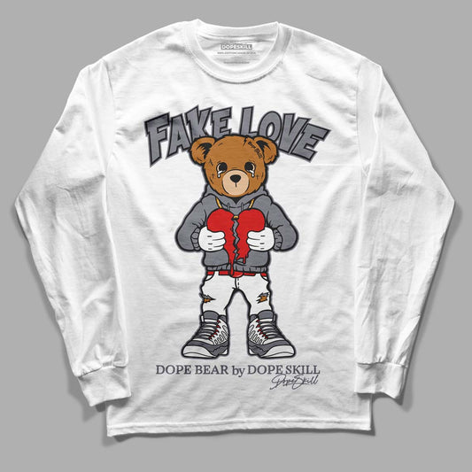 Fire Red 9s DopeSkill Long Sleeve T-Shirt Fake Love Graphic - White 