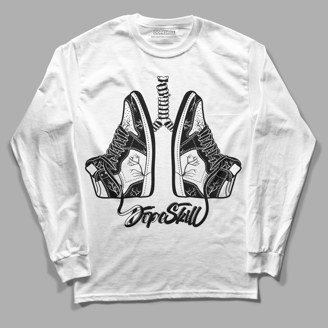 Jordan 1 High 85 Black White DopeSkill Long Sleeve T-Shirt Breathe Graphic Streetwear  - White