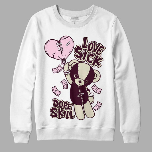 Dunk Low Night Maroon and Medium Soft Pink DopeSkill Sweatshirt Love Sick Graphic Streetwear - White 