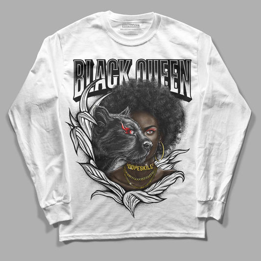 85 Black White 1s DopeSkill Long Sleeve T-Shirt New Black Queen Graphic - White 