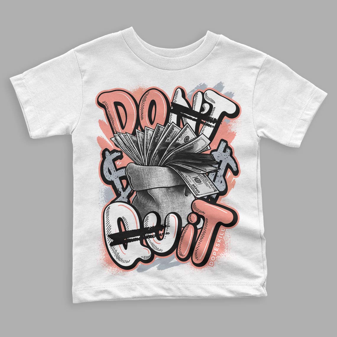 DJ Khaled x Jordan 5 Retro ‘Crimson Bliss’ DopeSkill Toddler Kids T-shirt Don't Quit Graphic Streetwear - White 