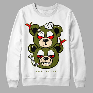 Travis Scott x Jordan 1 Low OG “Olive” DopeSkill Sweatshirt New Double Bear Graphic Streetwear - White