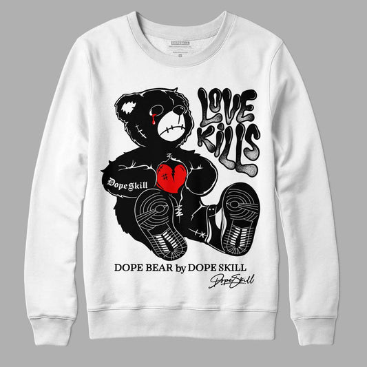 Dunk Low Panda White Black DopeSkill Sweatshirt Love Kills Graphic - White 