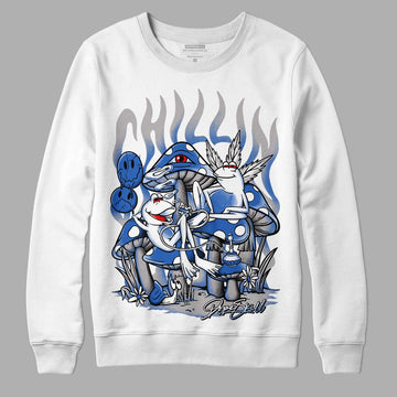 True Blue 1s DopeSkill Sweatshirt Chillin Graphic - White